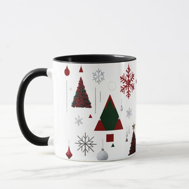 Modern Geometric & Traditional Christmas Collage Mugg (Vänster)