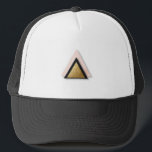 Modern Geometric Triangle Trucker Hat – Minimalist Keps<br><div class="desc">Top off your look with modern edge and minimalist style. This geometric triangle trucker hat features a sleek layered design—blush pink, matte black, and gold-look textures—arranged in a sharp, abstract triangle composition. Whether you're heading to a festival, road-tripping, or just adding bold personality to your outfit, this hat delivers standout...</div>