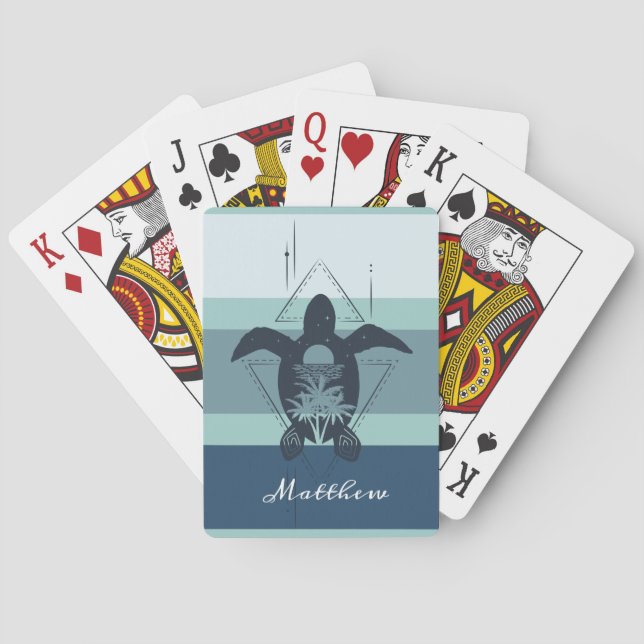 Modern Geometric Turtle-Personlig Casinokort (Baksidan)