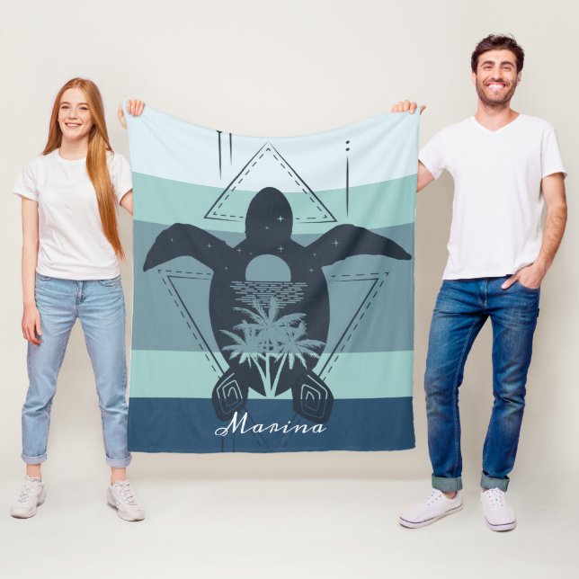 Modern Geometric Turtle-Personlig Fleecefilt (På plats)