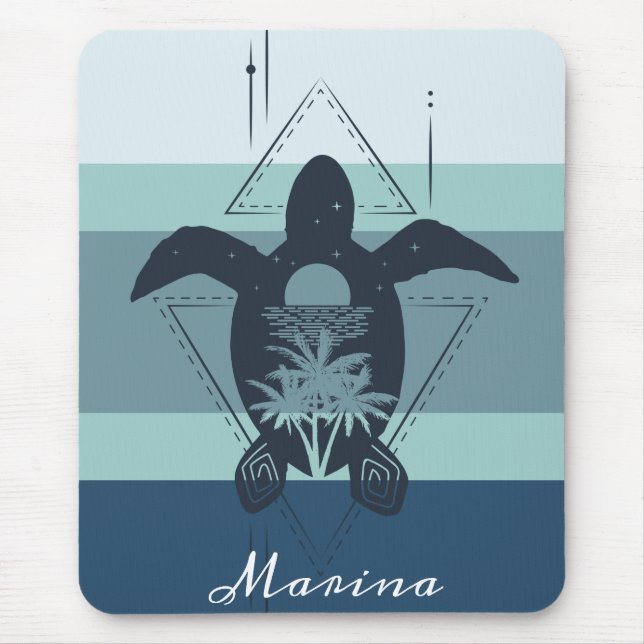 Modern Geometric Turtle-Personlig Musmatta (Framsidan)