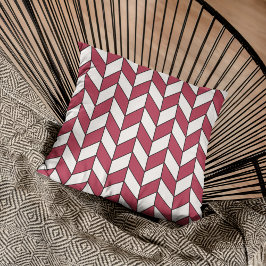 Modern Geometric Viva Magenta Herringbone Chevron Kudde