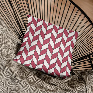 Modern Geometric Viva Magenta Herringbone Chevron Kudde