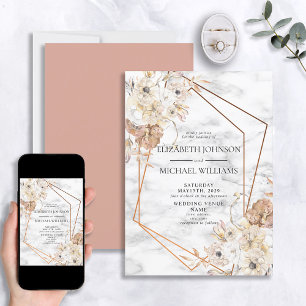 Modern Geometric  Watercolor-Blommigt för koppar Inbjudningar