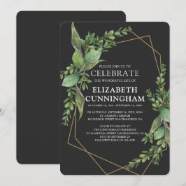 Modern Geometric Watercolor Foliage Memorial Inbjudningar
