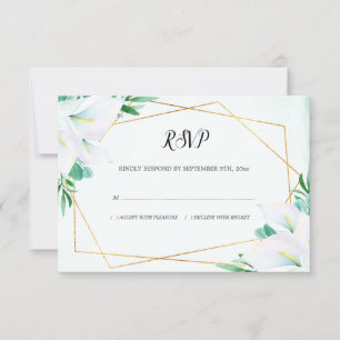 Modern Geometric White Calla Lily Blommigt Bröllop OSA Kort