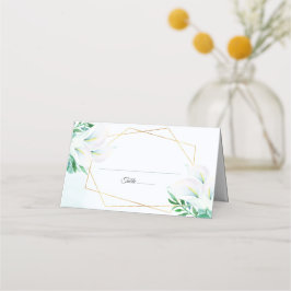 Modern Geometric White Calla Lily Blommigt Bröllop Placeringskort