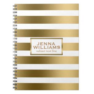 Modern Geometric White & Guld Rand Anteckningsbok