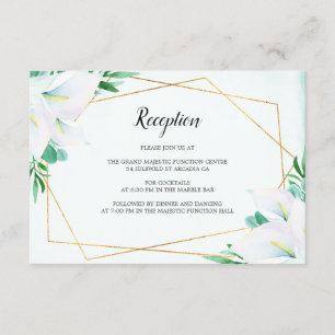 Modern Geometric White Lily Wedding Reception Tilläggskort