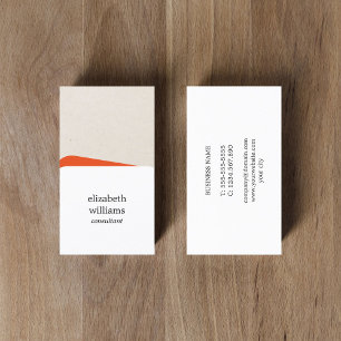 Modern Geometric White Orange Consultant Visitkort