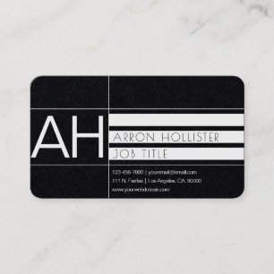 Modern Geometric White Print/Premium Black Papper Visitkort