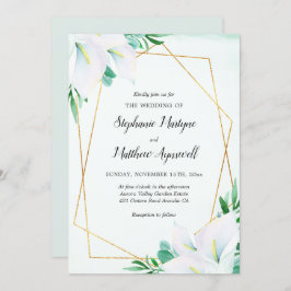 Modern Geometrical White Calla Lily Blommigt Bröll Inbjudningar