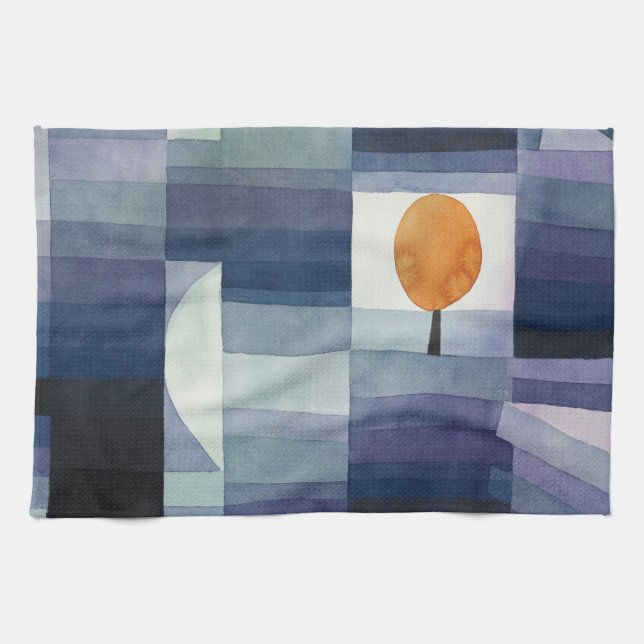 Modern geometrisk abstrakt blå orange Klee Kökshandduk (Horisontell)