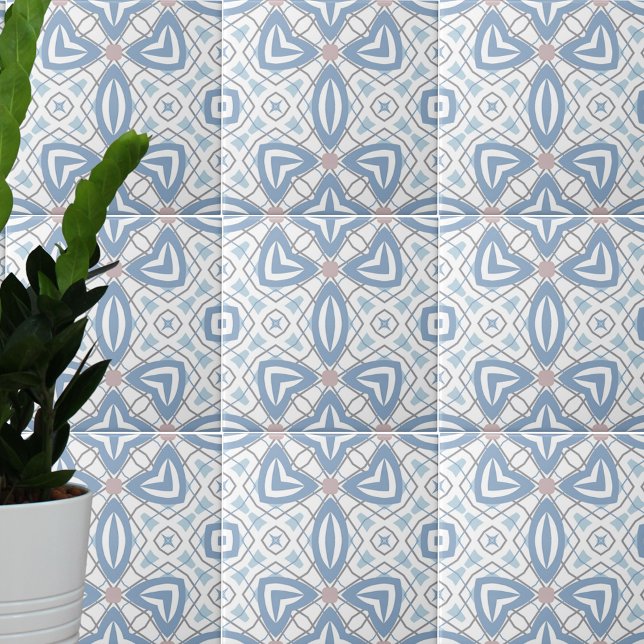Modern geometrisk Abstrakt för blå och vit OP-kons Kakelplatta (Skapare uppladdad)