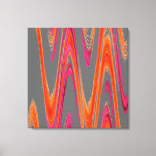 Modern geometrisk Abstrakt Grått-Orange-Shock rosa Canvastryck