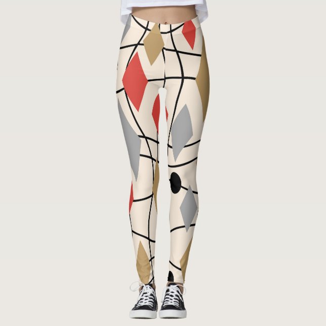 Modern geometrisk Abstrakt i mitten Leggings (Framsida)