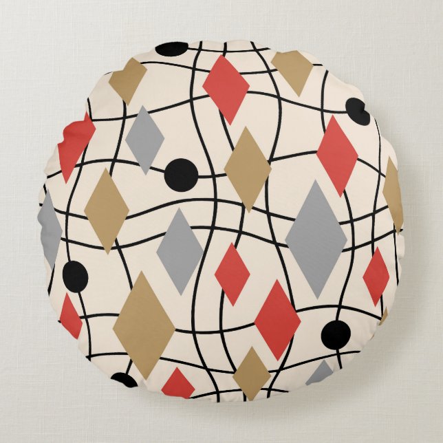 Modern geometrisk Abstrakt i mitten Rund Kudde (Framsidan)