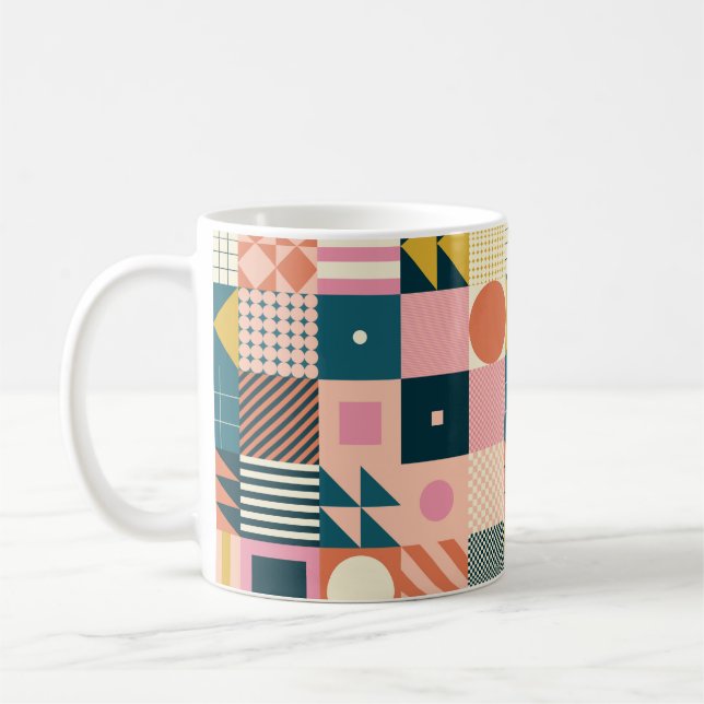 Modern geometrisk abstrakt mönster-design med enke kaffemugg (Vänster)