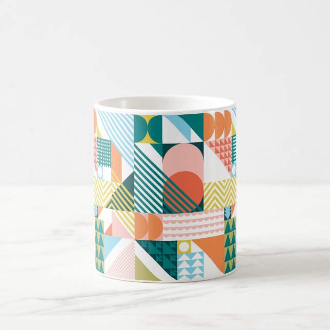 Modern geometrisk Abstrakt Mönster-fet retro Kaffemugg (Center)