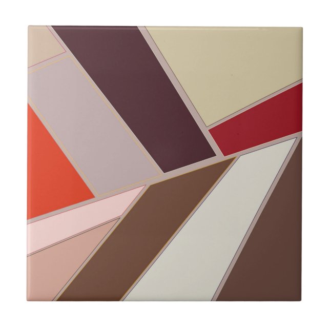 Modern geometrisk Abstrakt Mosaic, Brown och Orang Kakelplatta (Framsidan)