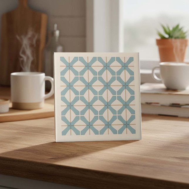 Modern geometrisk abstrakt Pat#16 Teal ID1192 Kakelplatta (Skapare uppladdad)