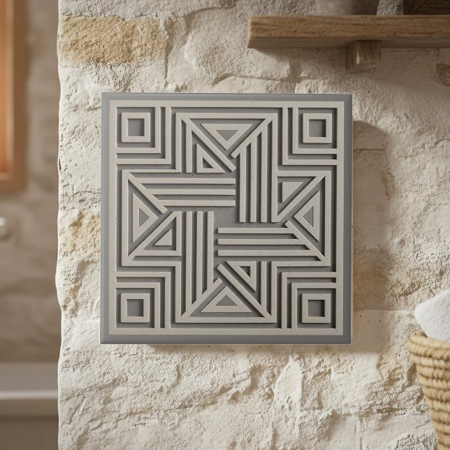 Modern geometrisk abstrakt Pat#30 Varm Grå ID1192 Kakelplatta (Skapare uppladdad)