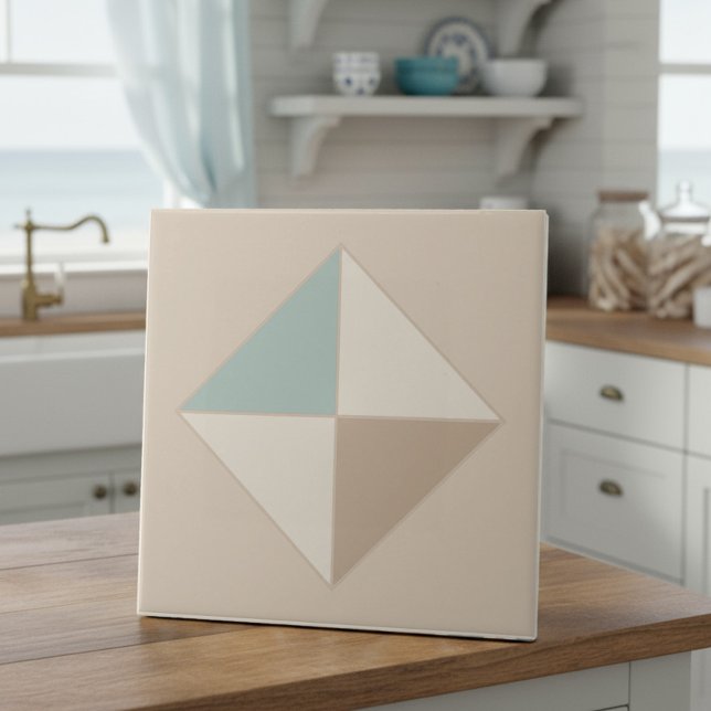 Modern geometrisk abstrakt Pat#4 Teal ID1192 Kakelplatta (Skapare uppladdad)