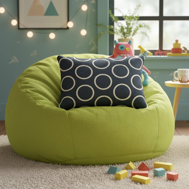 Modern geometrisk accentkudde i marinblått prydnadskudde (Modern geometric pattern pillow.)