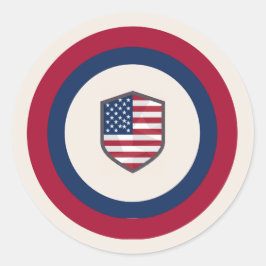 Modern Geometrisk Amerikansk Flagga Militär Avsked Runt Klistermärke