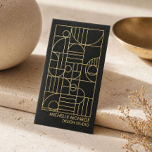Modern geometrisk Art Deco-falskt guld/svart desig