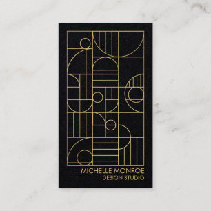 Modern geometrisk Art Deco oäkta guld/svart papper Visitkort