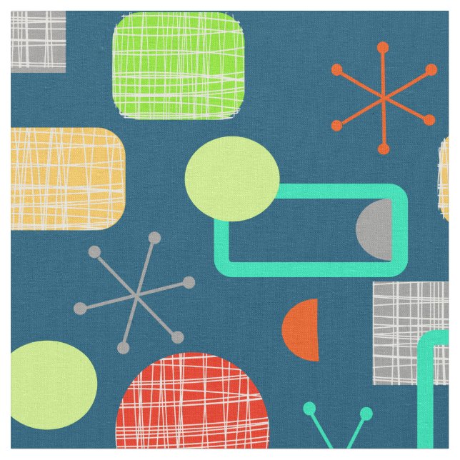 Modern Geometrisk atomstarst i mitten Tyg (Närbild)