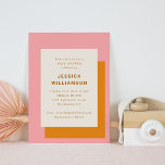 Modern Geometrisk Baby Shower Rosa och Orange Inbjudningar<br><div class="desc">Modern Geometrisk Djärv Rosa och Orange Stilig Baby Shower Inbjudan</div>