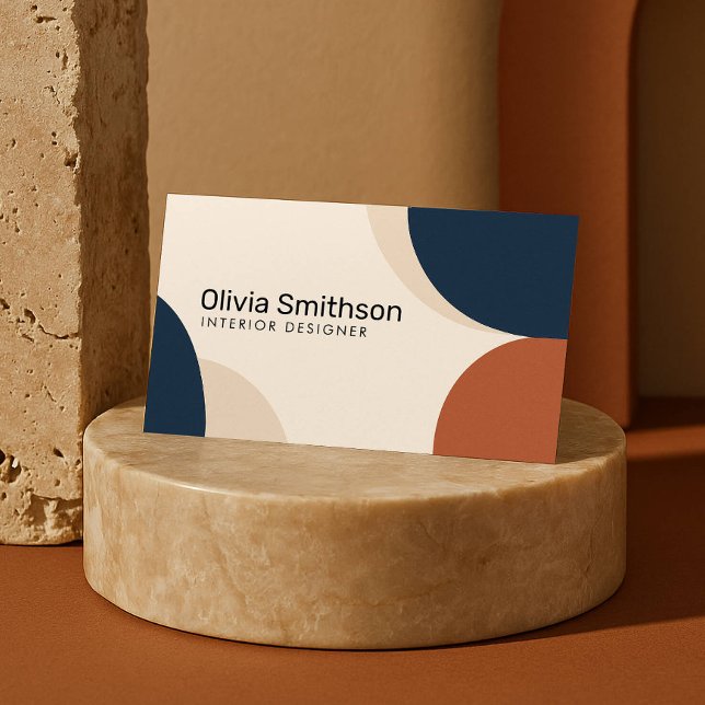 Modern geometrisk beige Abstrakt, marin, rostdesig Visitkort (Skapare uppladdad)