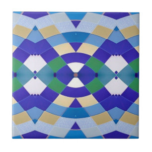 Modern geometrisk blå grönt öga vit kakelplatta