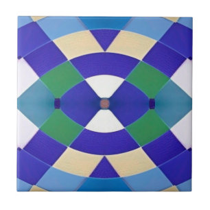 Modern geometrisk blå grönt öga vit kakelplatta
