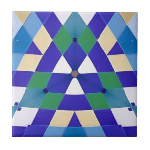 Modern geometrisk blå grönt vit kakelplatta