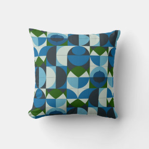 Modern geometrisk blå och grön abstrakt kudde