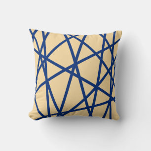 Modern geometrisk blå pastell rosa linjer abstrakt kudde