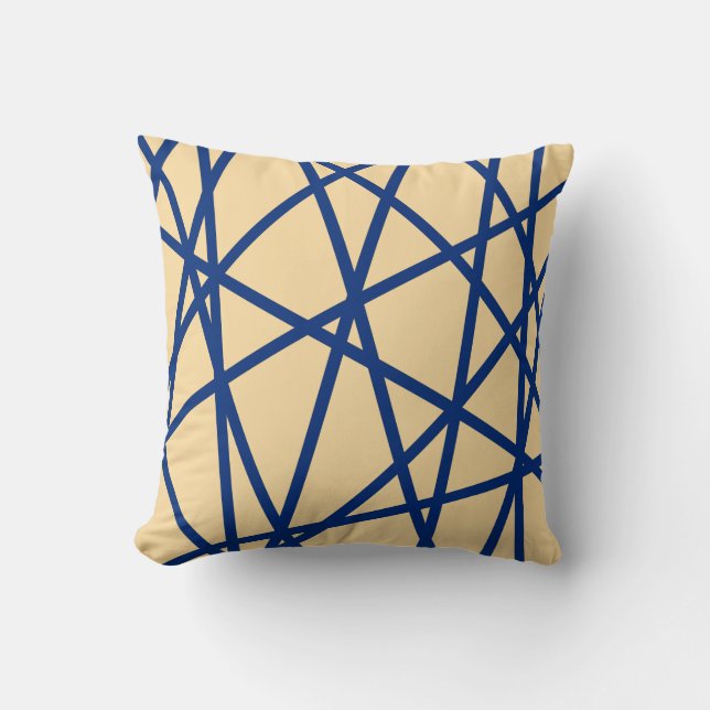 Modern geometrisk blå pastell rosa linjer abstrakt kudde (Framsida)