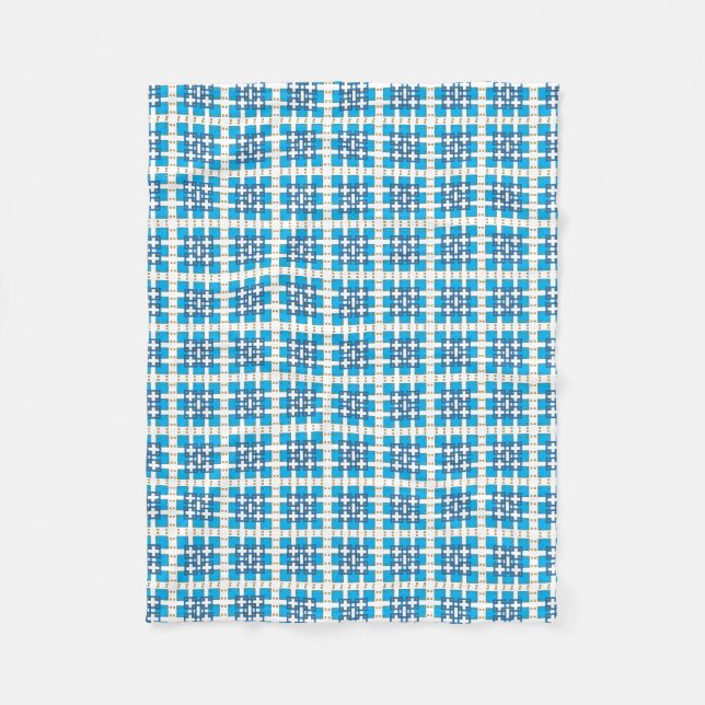 Modern geometrisk blå SEA-fyrkanter mönster Fleecefilt (Framsidan)