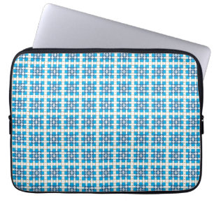 Modern geometrisk blå SEA-fyrkanter mönster Laptop Sleeve