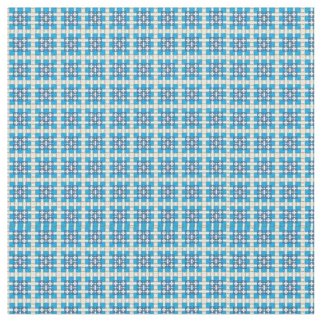 Modern geometrisk blå SEA-fyrkanter mönster Tyg (Närbild)
