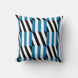 Modern geometrisk blå svart och vit Op Art Kudde