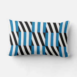 Modern geometrisk blå svart och vit Op Art Lumbarkudde