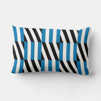 Modern geometrisk blå svart och vit Op Art Lumbarkudde