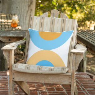 Modern geometrisk blått och Gult Kudde