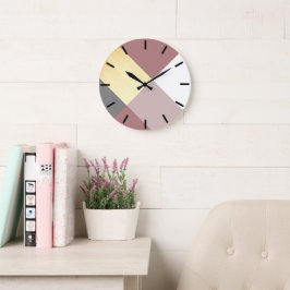 Modern geometrisk Blek lila av trä,rosa pastel Stor Klocka