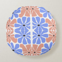 Modern geometrisk blommig - Blå och persikofärgad