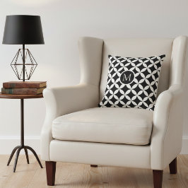 Modern geometrisk Blommigt Monogram Kudde